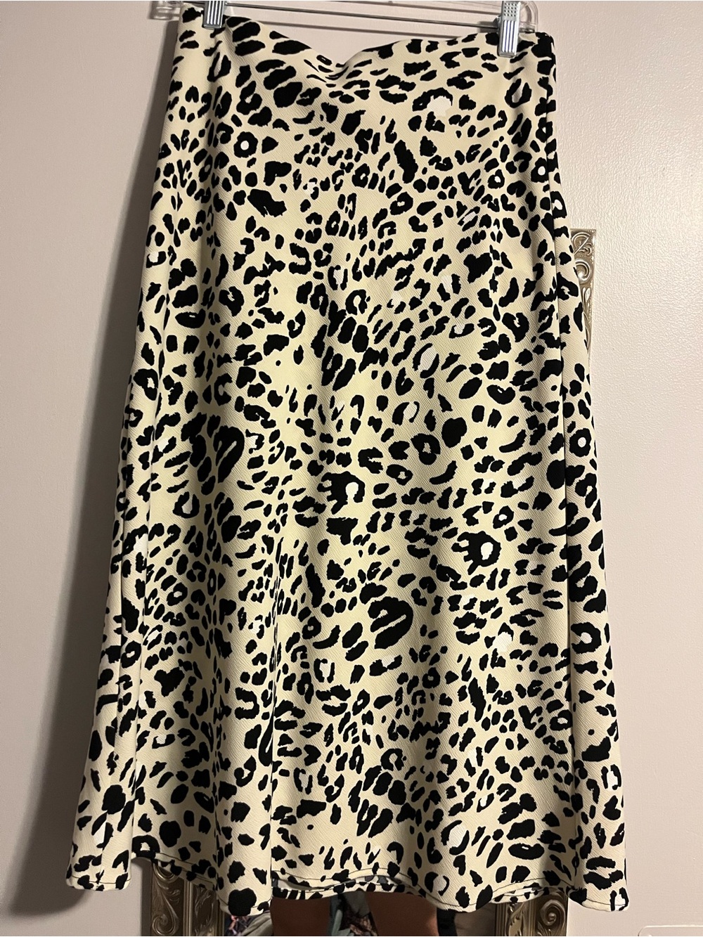 Rachel Zoe Black and Cream Leopard-Print A-Line Skirt